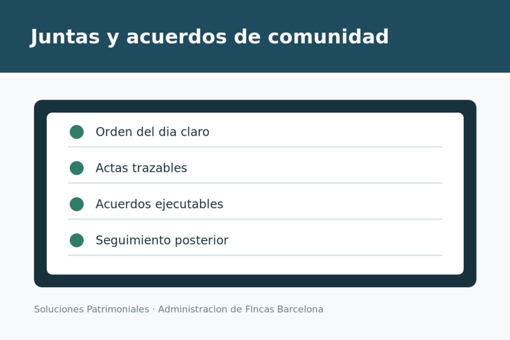 Juntas, actas y acuerdos de comunidad de propietarios en Barcelona